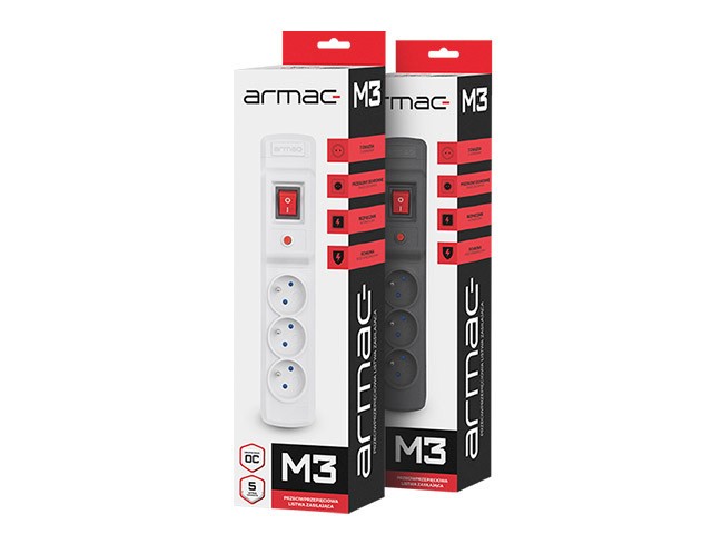 LISTWA ZASILAJĄCA ARMAC MULTI M3 1.5M 3X 230V PL CZARNA 3