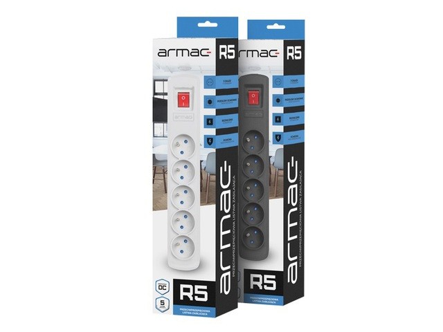 LISTWA ZASILAJĄCA ARMAC R5 5M 5X 230V PL 10A CZARNA 3